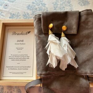 Brackish White Feather Earrings
